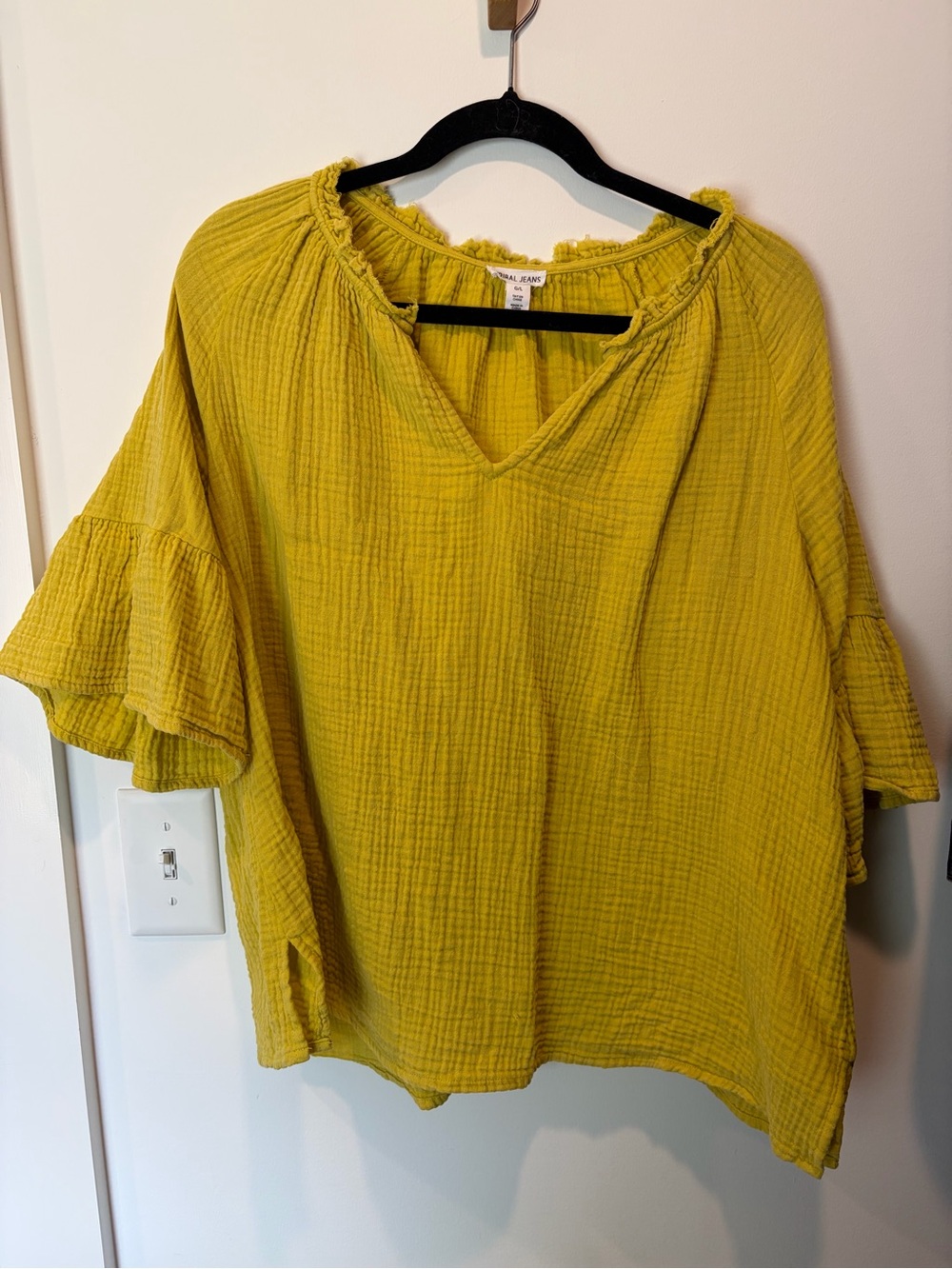 Relaxed Gauze V-Neck Tunic in Mustard